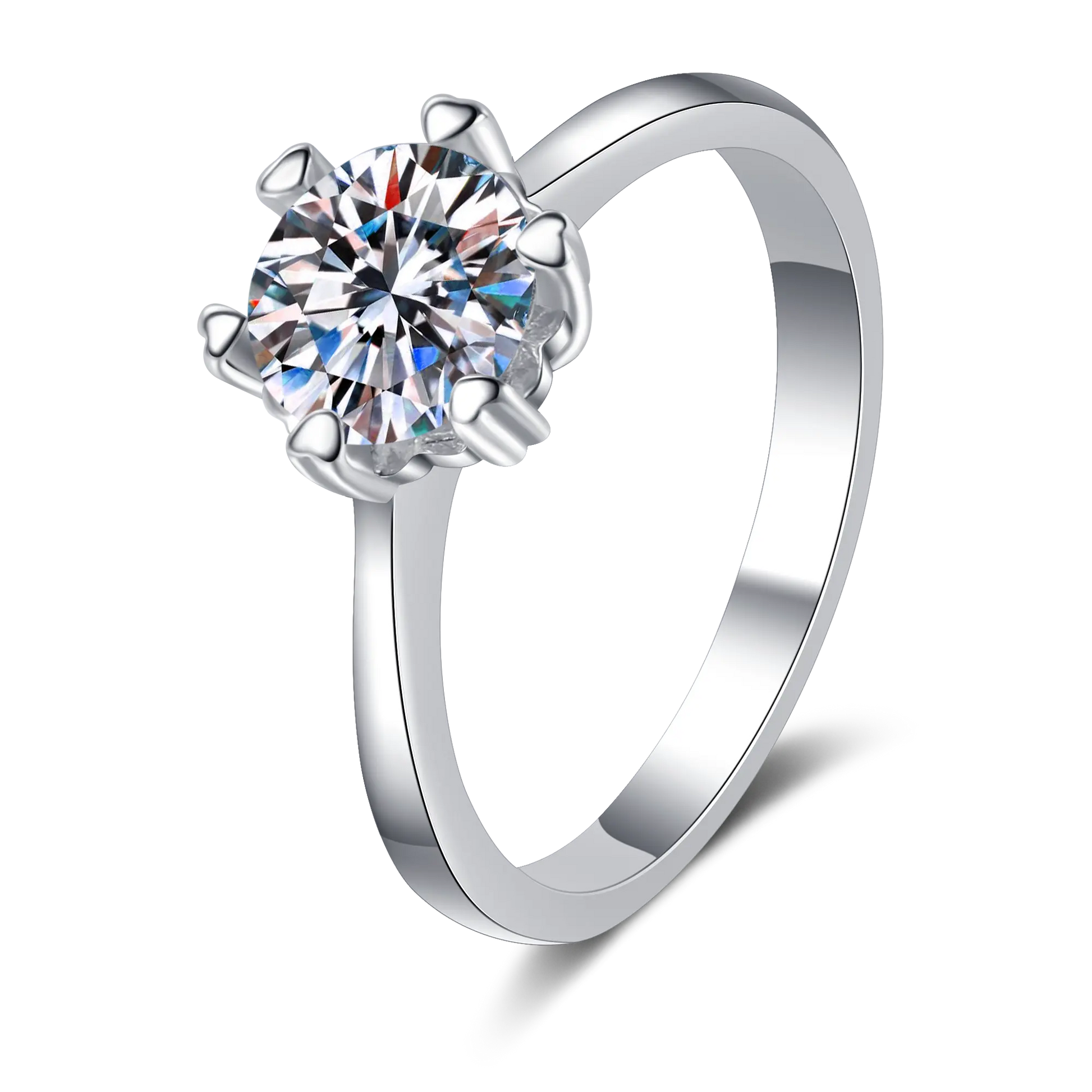 ct Moissanite Round Sterling Silver Ring; GRA Certified ct