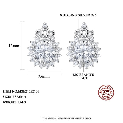 1 ct Crown Moissanite Stud Earrings