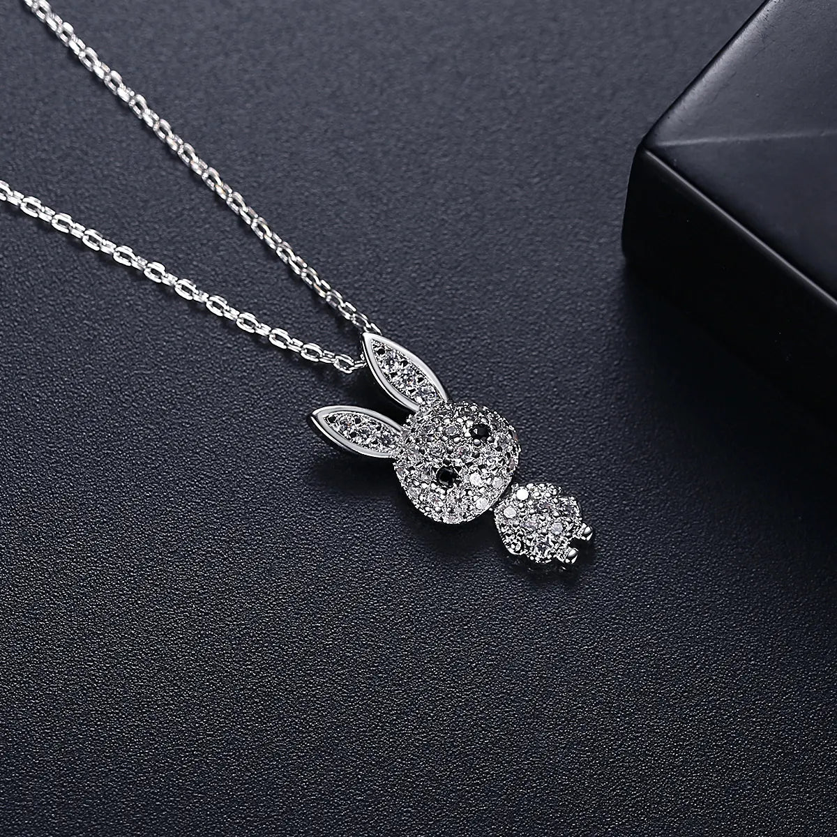 Sparkling Bunny Zircon Pendant with Free Chain for Kids and Adults