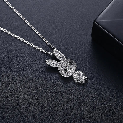 Sparkling Bunny Zircon Pendant with Free Chain for Kids and Adults