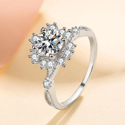 0.5 ct Moissanite Blossom Sterling Silver Ring