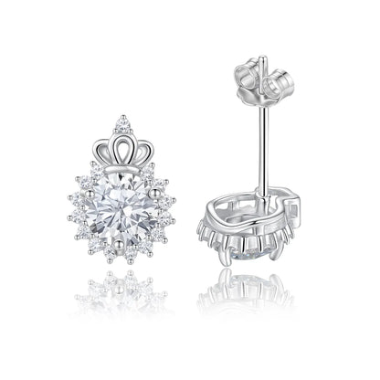 1 ct Crown Moissanite Stud Earrings