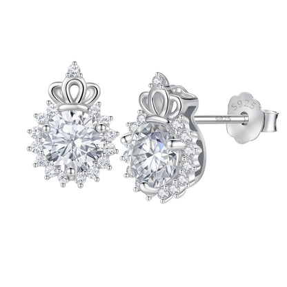 1 ct Crown Moissanite Stud Earrings