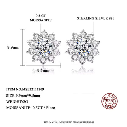 1 ct Flower Round Halo Cut Moissanite Studs