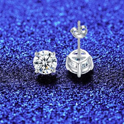 2-4 ct Round Moissanite Studs