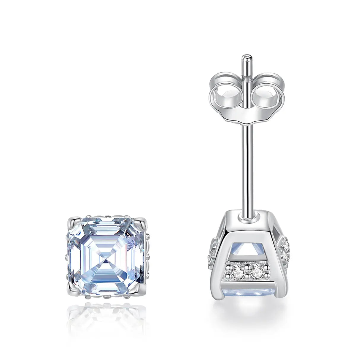 GRA Certified Radiant Royale Asscher Cut Silver Moissanite Pendant Set