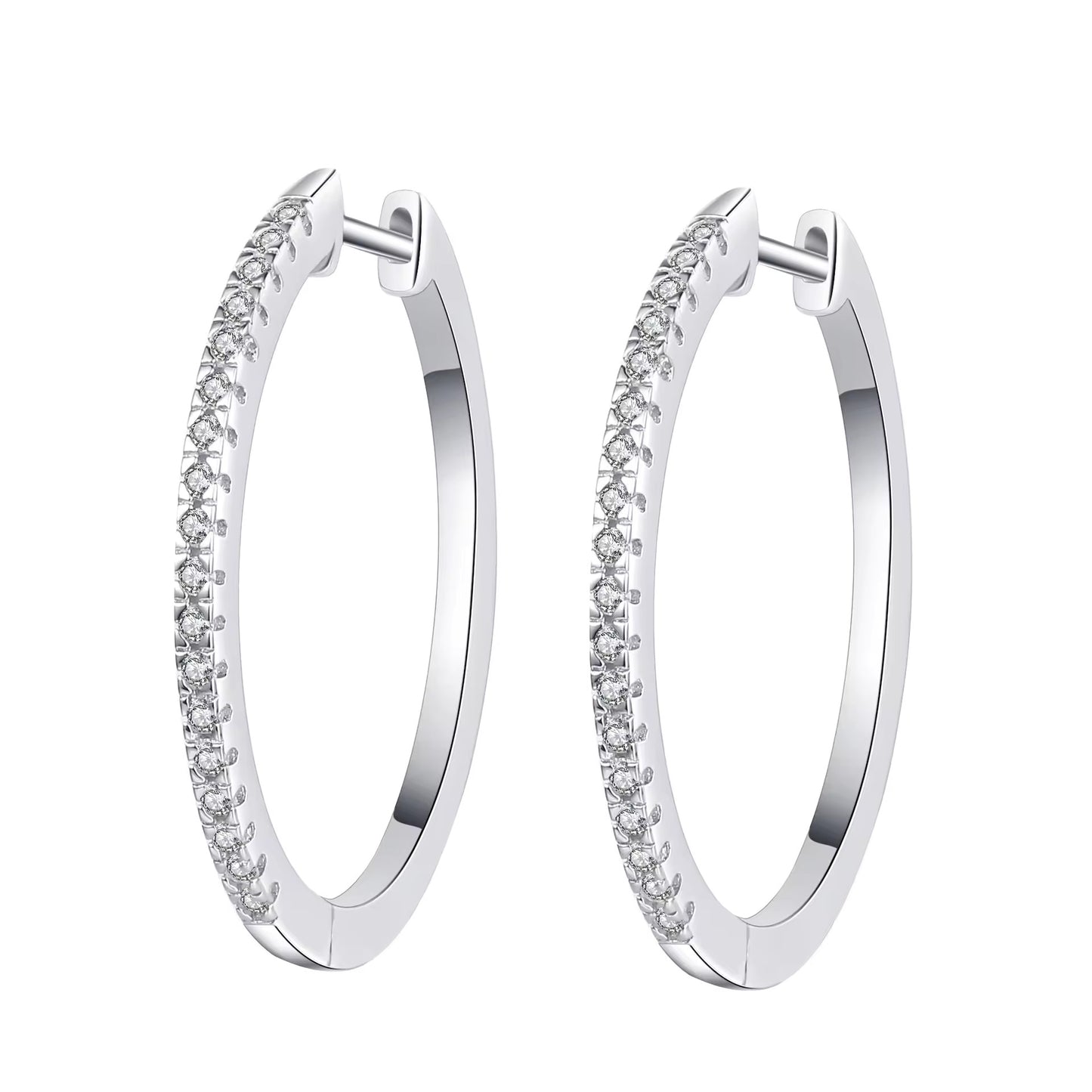 Round Moissanite Hoop Earrings D/VVS1