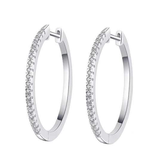 Round Moissanite Hoop Earrings D/VVS1