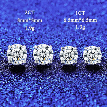 2-4 ct Round Moissanite Studs