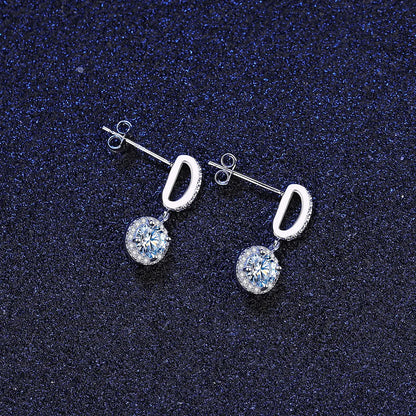 1 ct Twinkle Drop Dangles Moissanite Earrings; GRA certified; S925 Sterling Silver