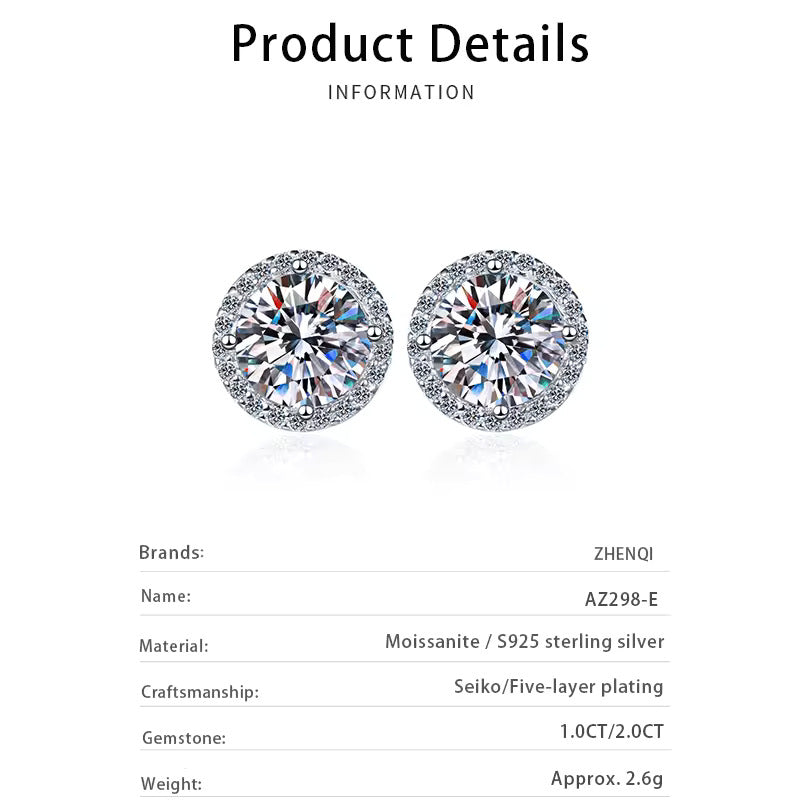 1 - 4 ct Halo Bliss Solitaire Studs Moissanite Earrings