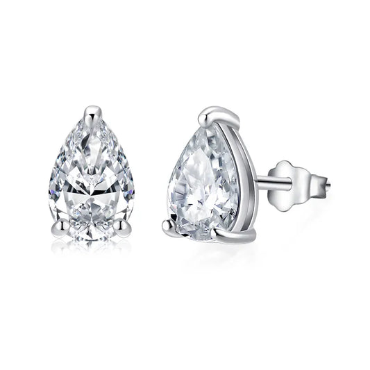 1ct Pear Shaped Sterling Silver Zircon Earrings for Women