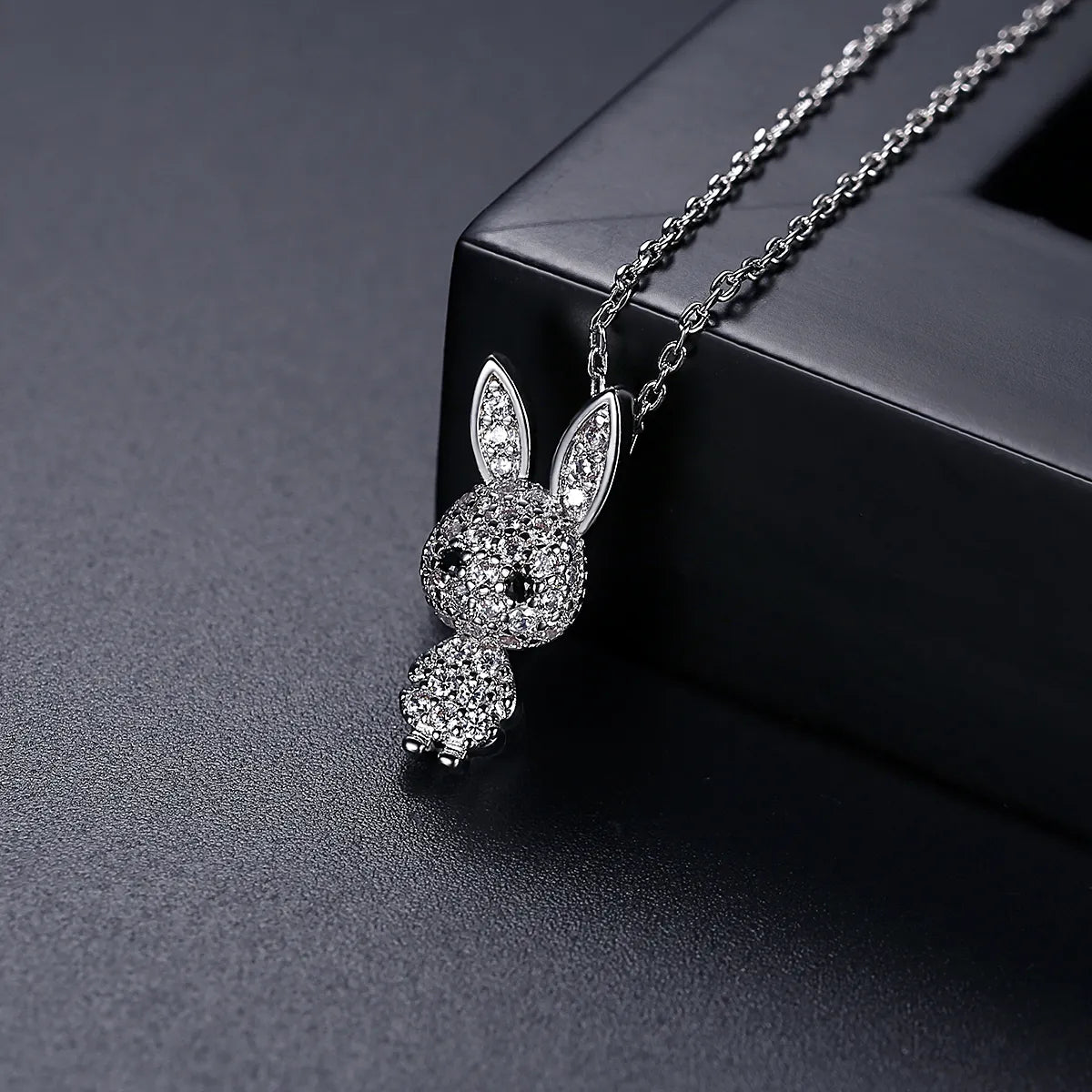 Sparkling Bunny Zircon Pendant with Free Chain for Kids and Adults