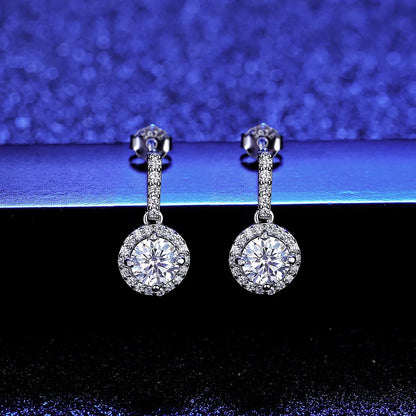 1 ct Round Stardust Halo Moissanite Earrings