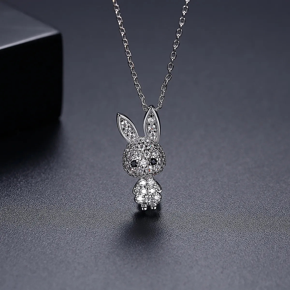 Sterling Silver Sparkling Bunny Zircon Earrings and Pendant