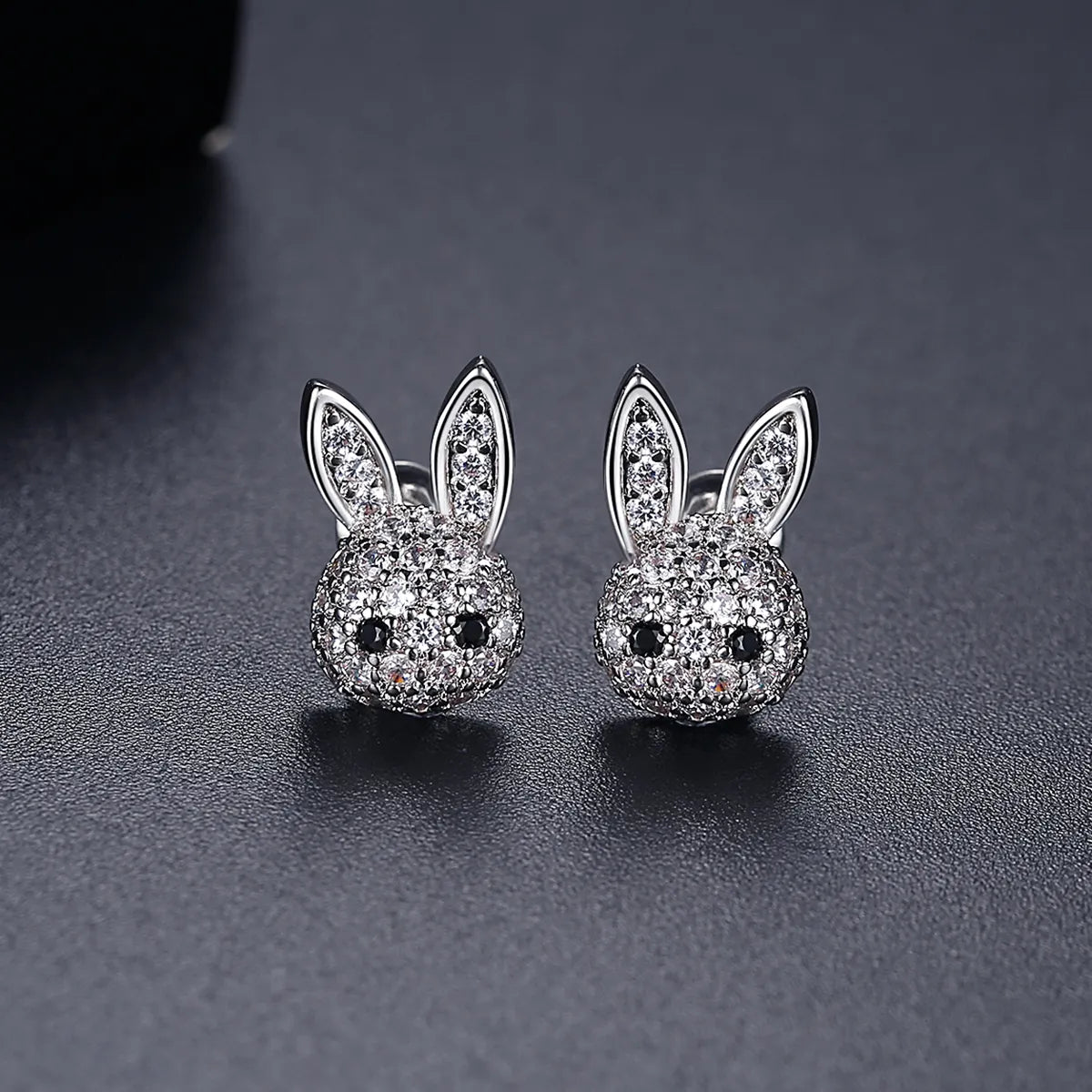 Sterling Silver Sparkling Bunny Zircon Earrings and Pendant