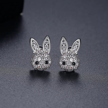 Sterling Silver Sparkling Bunny Zircon Earrings and Pendant