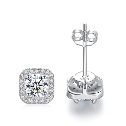 GRA Certified Starlit Glamour Round Cut Silver 1ct Moissanite Pendant Set with 1ct Earrings