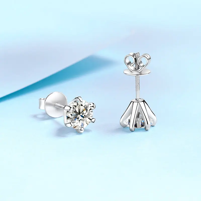 0.5 - 2 ct Single Piece Starlit Sparks Round Moissanite Stud Earrings for Men