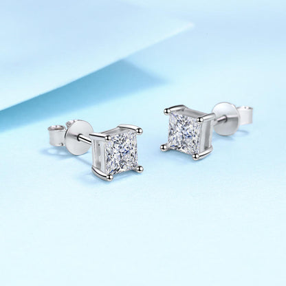 0.5 - 1 ct Single Piece Square Cut Moissanite Stud Earrings for Men