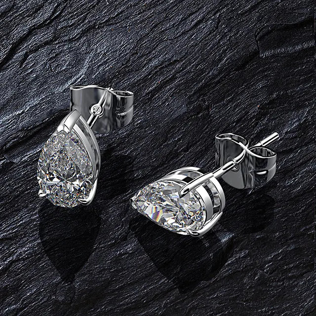 1ct Pear Shaped Sterling Silver Zircon Earrings for Women