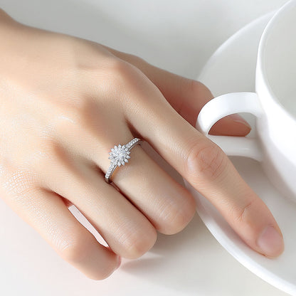 Eternal Bloom 0.5 Ct Moissanite Ring for Women | 925 Sterling Silver Adjustable Ring | GRA Certified