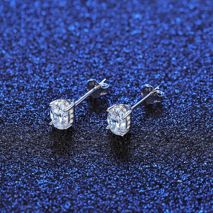 1 ct Dazzling Dewdrops Silver Moissanite Studs; GRA Certified