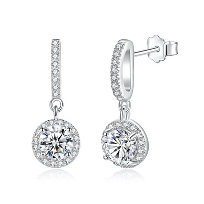 1 ct Twinkle Drop Dangles Moissanite Earrings; GRA certified; S925 Sterling Silver