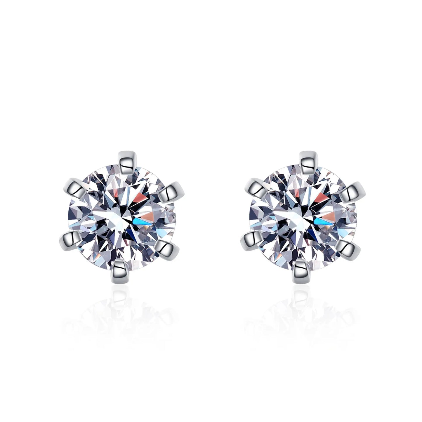 0.6 - 4 ct Sparklit Sparks Round Moissanite Stud Earrings