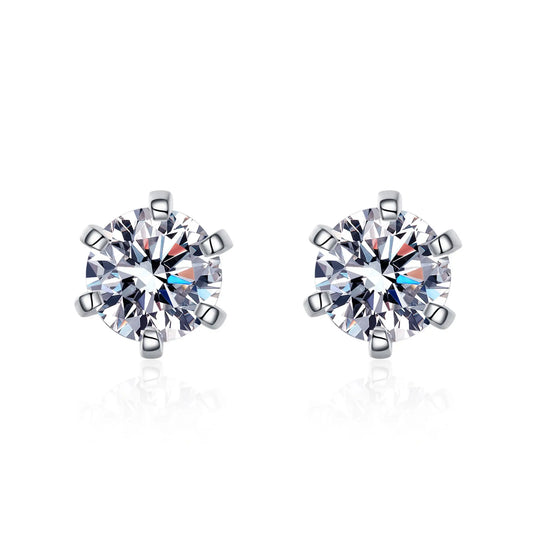 0.6 - 4 ct Sparklit Sparks Round Moissanite Stud Earrings