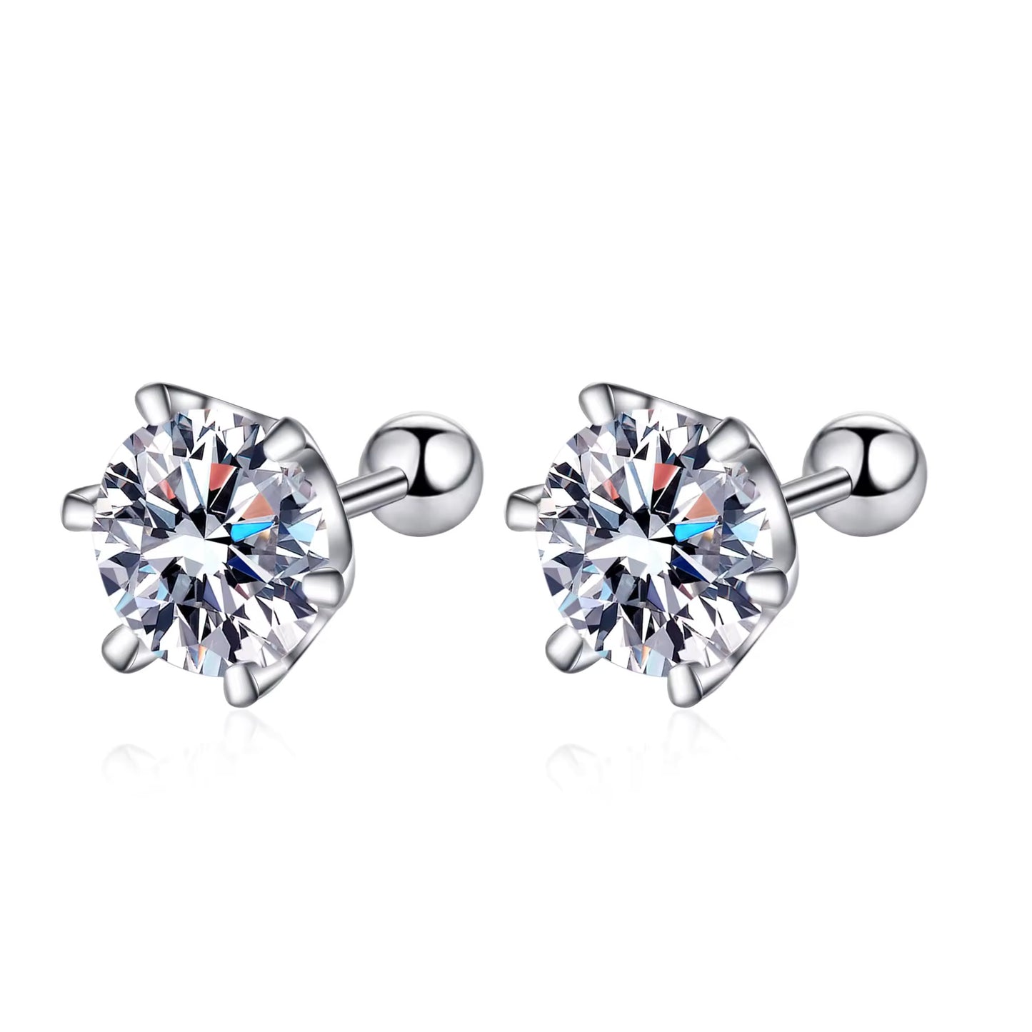 1 - 4 ct Round Radiant Moissanite Stud Earrings