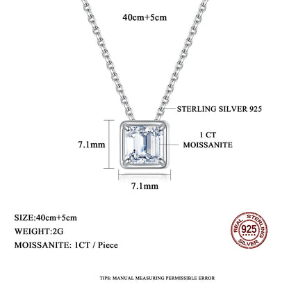 1 ct Timeless Brilliance Asscher Cut Silver Moissanite Pendant and 1 ct Earrings with GRA Certificate; D VVS1