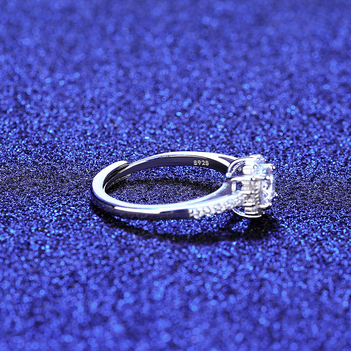 Eternal Bloom 0.5 Ct Moissanite Ring for Women | 925 Sterling Silver Adjustable Ring | GRA Certified