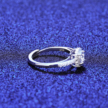 Eternal Bloom 0.5 Ct Moissanite Ring for Women | 925 Sterling Silver Adjustable Ring | GRA Certified