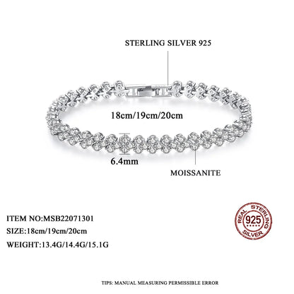 6.4 mm Heart Rome 925 Sterling Silver Tennis Moissanite Bracelet