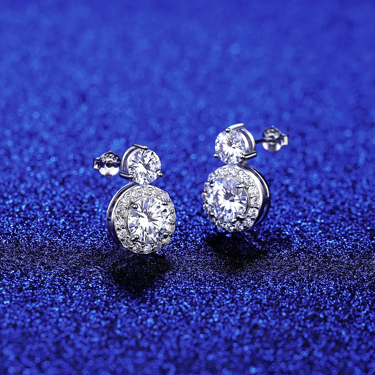 3 ct Round Moissanite Drop Studs