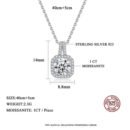 GRA Certified Starlit Glamour Round Cut Silver 1ct Moissanite Pendant Set with 1ct Earrings