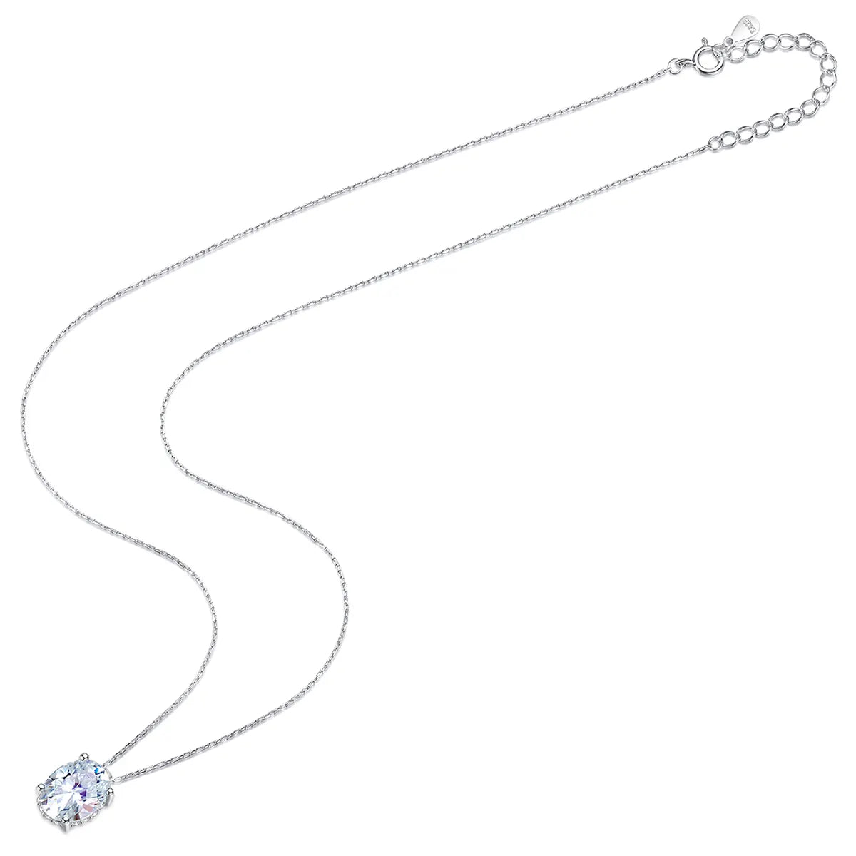 1.2 ct SparkleOval Charm Moissanite Necklace in Sterling Silver; D VVS1