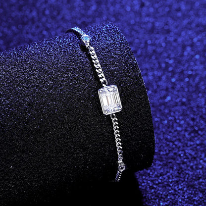 1 ct Emerald Cut 925 Sterling Silver Moissanite Adjustable Bracelet