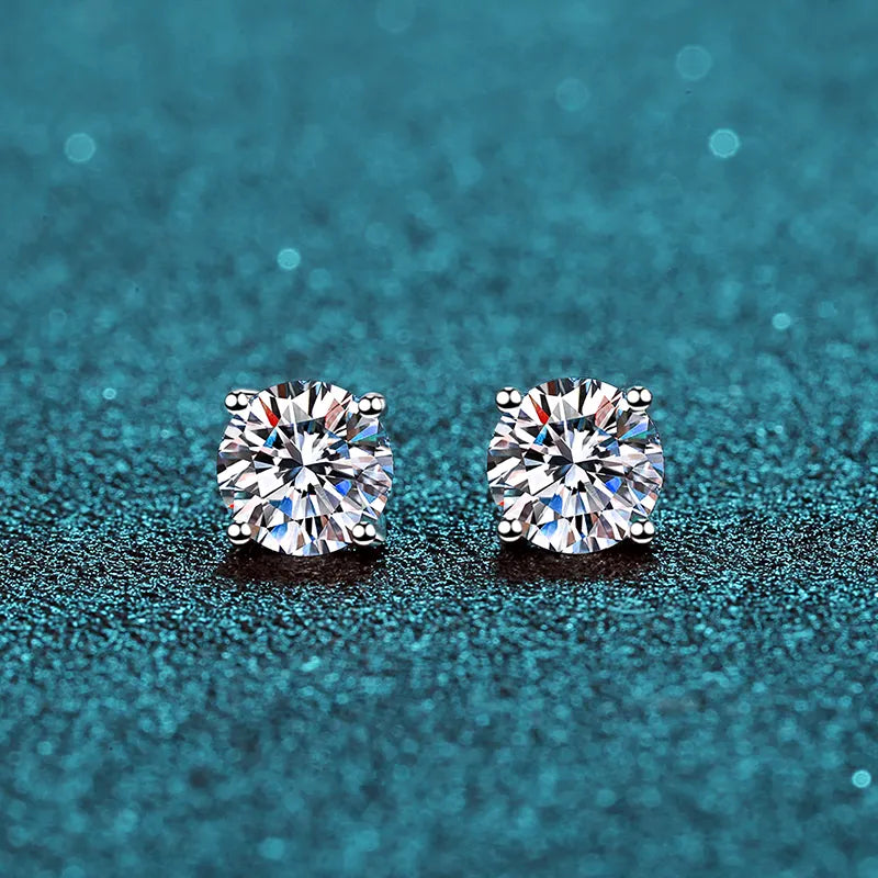 1 ct / pair Sparkle Whirl Solitaire Stud Zircon Earrings; Sterling Silver