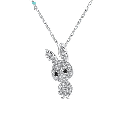 Sparkling Bunny Zircon Pendant with Free Chain for Kids and Adults