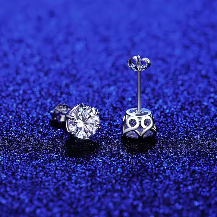 0.5 - 1 ct Hexagonal Moissanite Stud Earrings for Men - Single Piece