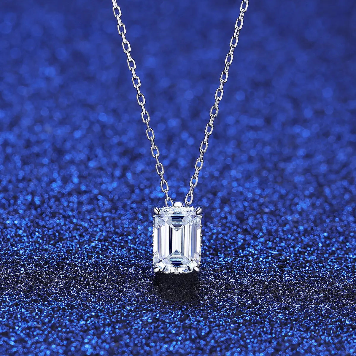 1 ct RadiantEdge Moissanite Necklace; Sterling Silver Glow; D VVS1