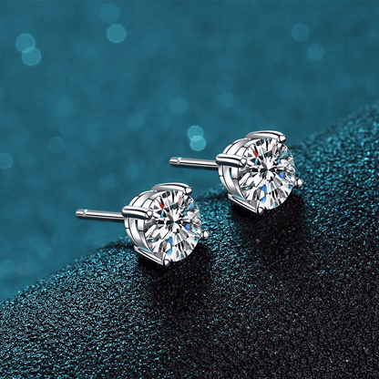 0.5 - 2 ct Single Piece Sparkle Whirl Sterling Silver Moissanite Stud Earrings for Men; GRA Certified; D VVS1; Push Back