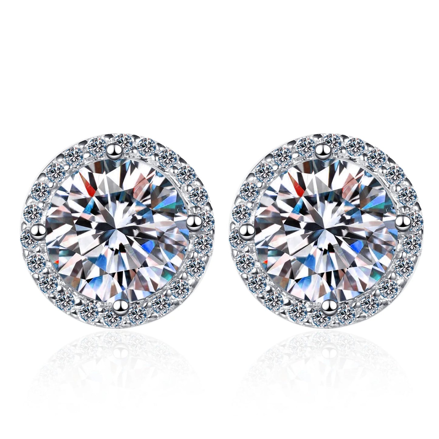 4 ct Halo Bliss Solitaire Zircon Studs in Sterling Silver