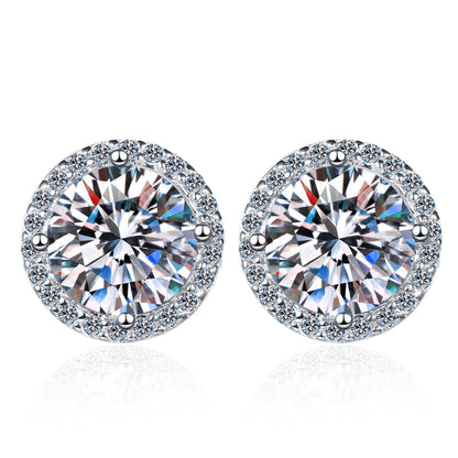 1 - 4 ct Halo Bliss Solitaire Studs Moissanite Earrings