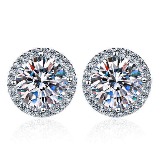 0.5 - 1 ct Eclipse Moissanite Halo Stud Earring - Single Piece