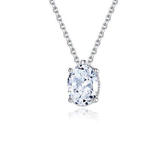 1.2 ct SparkleOval Charm Moissanite Necklace in Sterling Silver; D VVS1