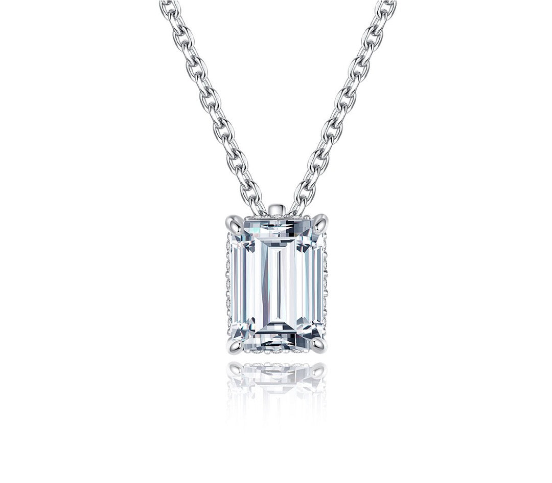 1 ct RadiantEdge Moissanite Necklace; Sterling Silver Glow; D VVS1