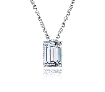 1 ct RadiantEdge Moissanite Necklace; Sterling Silver Glow; D VVS1